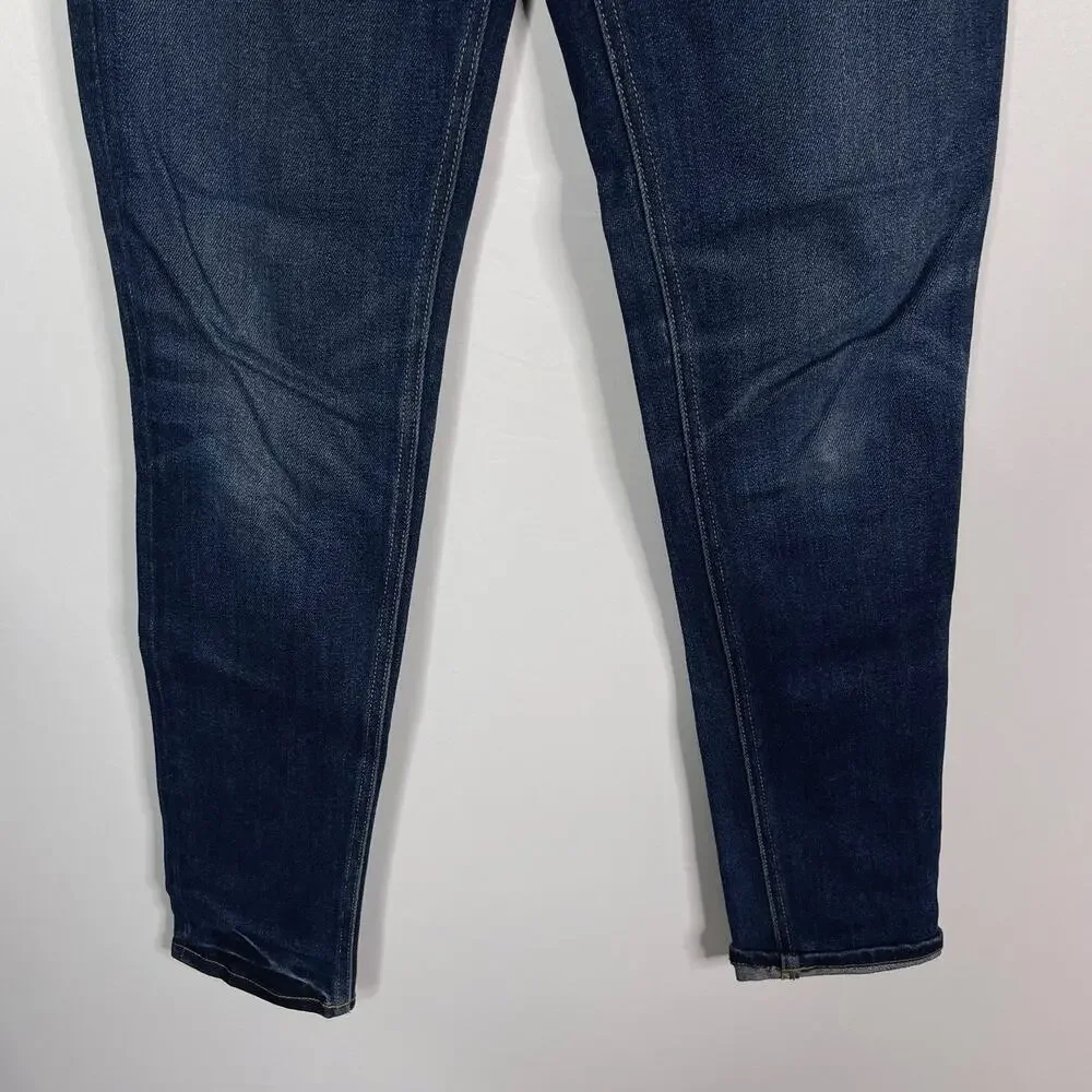 Rag & Bone Womens 27 Dark Wash High Rise Skinny Jeans in Shirley Blue Cotton